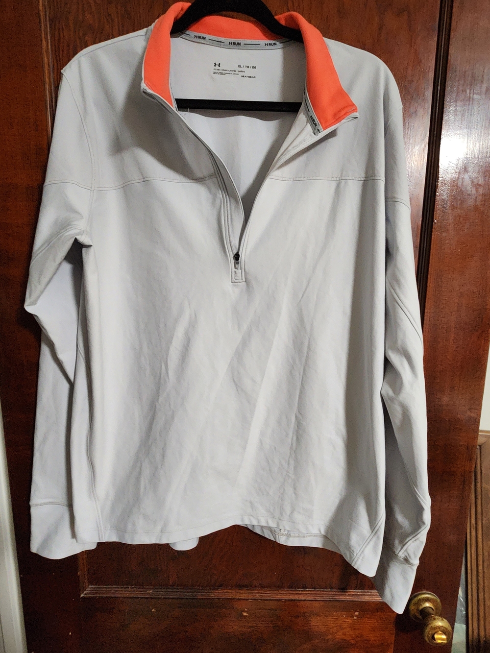 Under Armour Men's XL Tech 1/2 Zip Pullover Jacket Gray Orange